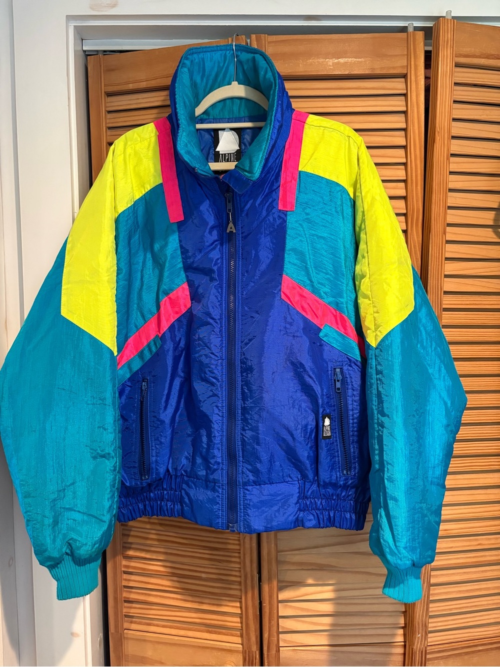 Vintage Alpine Design Neon Colorblock Puffer Jacket Gorpcore Retro Ski Coat 80s